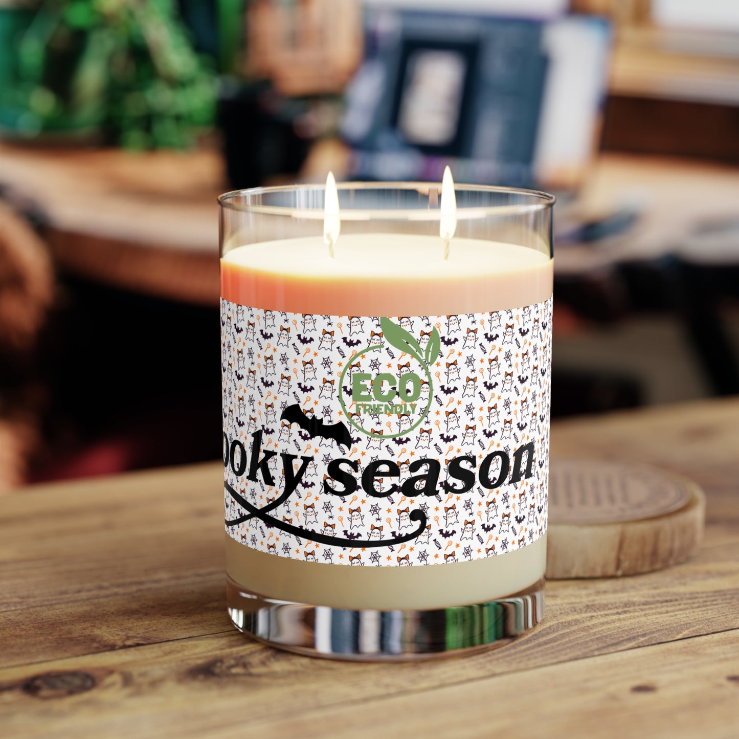 Scented Candle - Full Glass, 11oz, Cute Ghosts wrapped