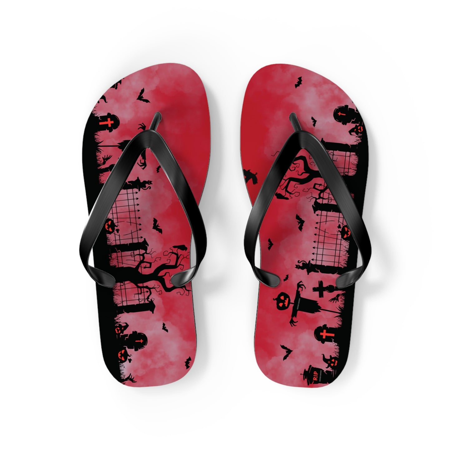 Windsor Wonders Dark Red Graveyard Halloween Flip Flops