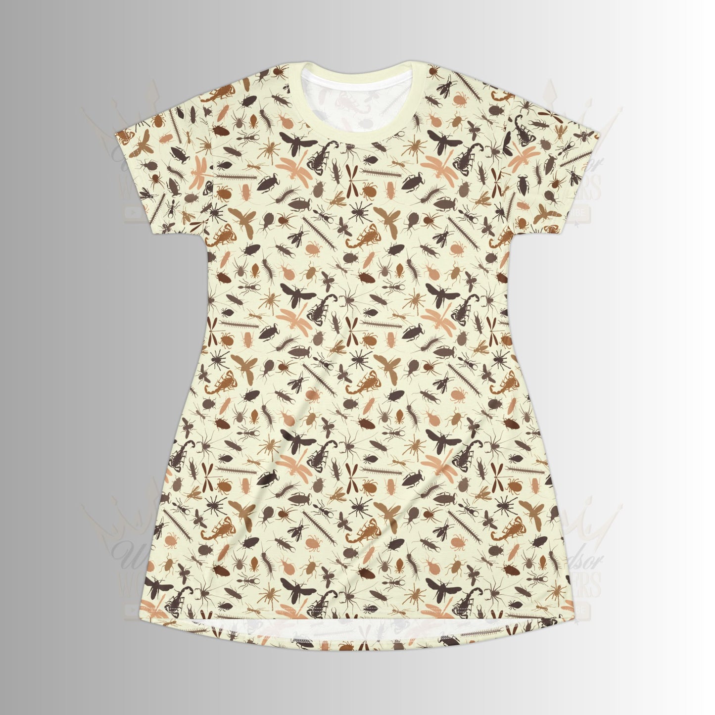 Insect-Inspired T-Shirt Dress, Ideal for Casual Outings, Gift for Eco Lovers, Perfect for Summer and Easy Layering