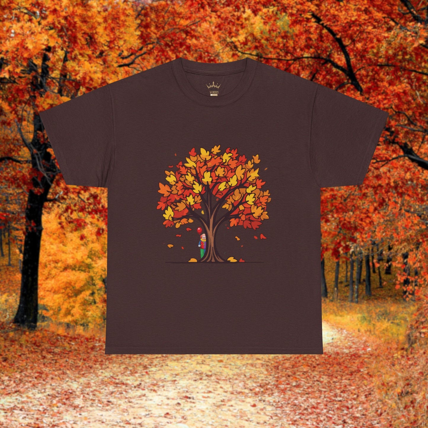 Autumn Tree Clown Tee, Unisex Cotton Shirt, Fall Fashion, Nature Lover Gift, Seasonal Wear, Thanksgiving Apparel
