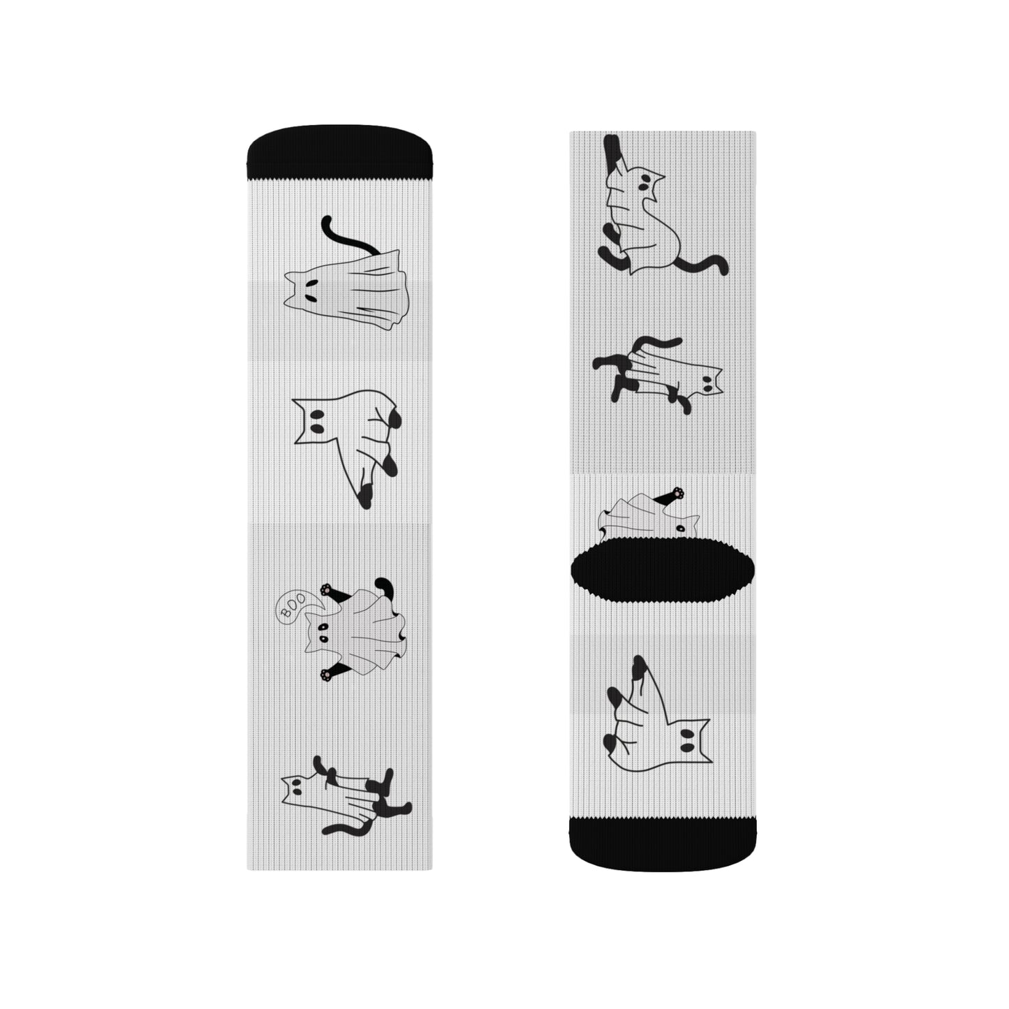 Windsor Wonders White Halloween Ghost Cats Sublimation Socks
