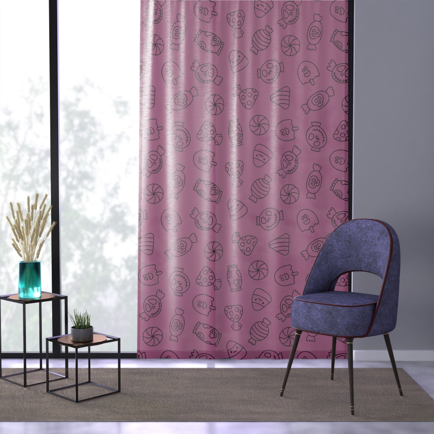Windsor Wonders Light Pink Halloween Candy Window Curtain