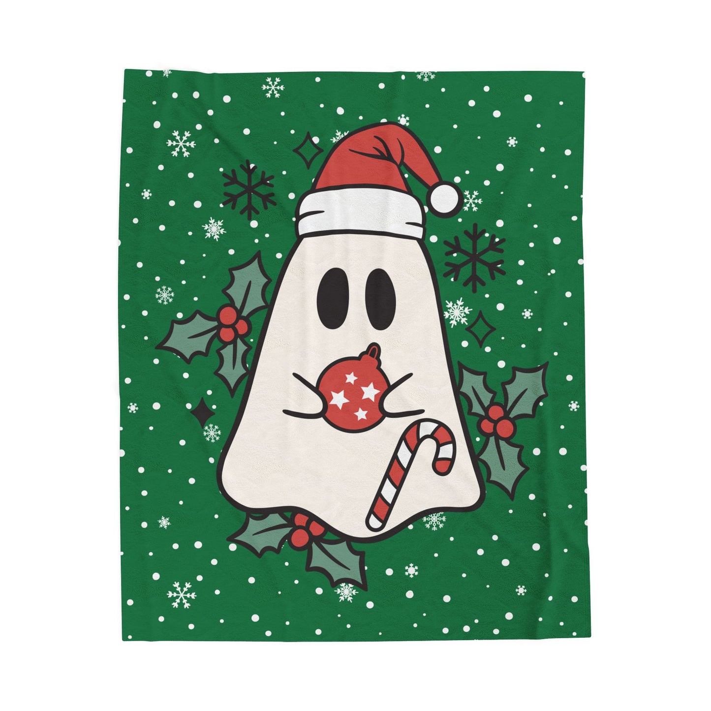 Big Festive Spirits Dark Green Velveteen Plush Blanket