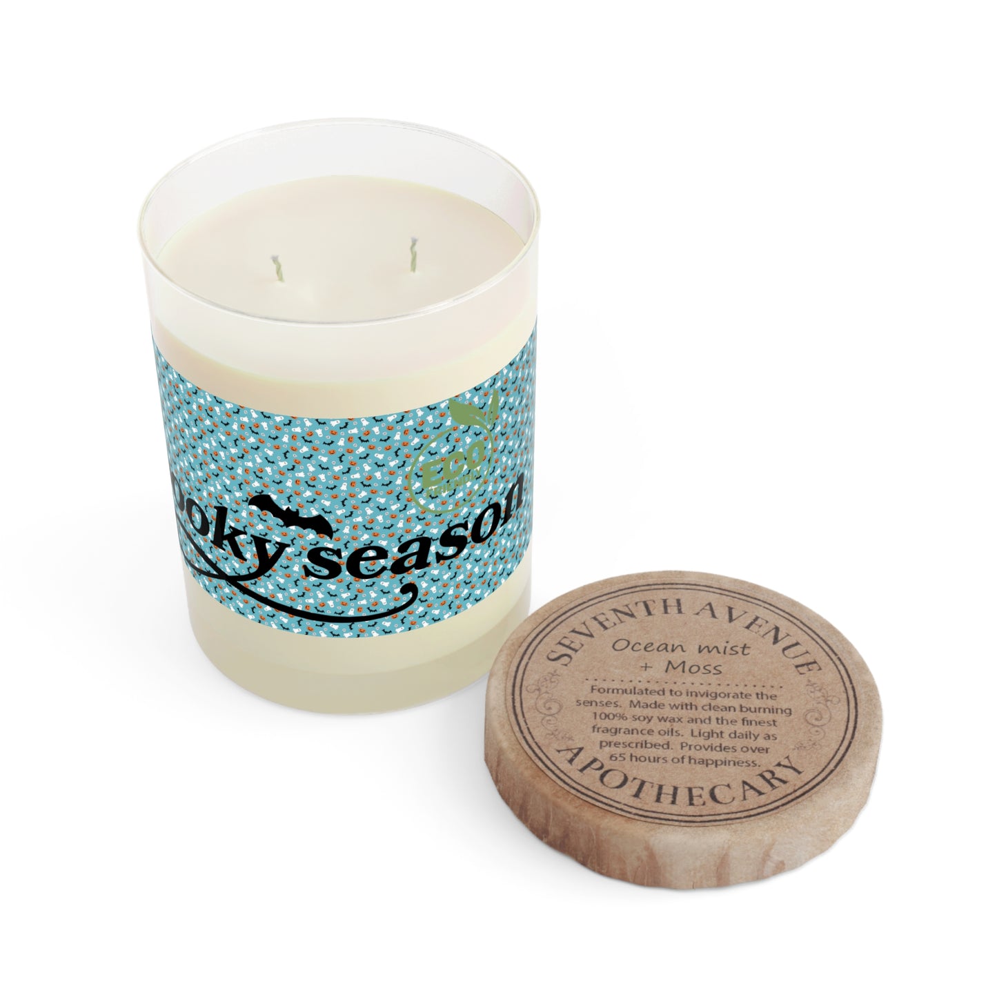 Scented Candle - Full Glass, 11oz, Blue Halloween wrapped