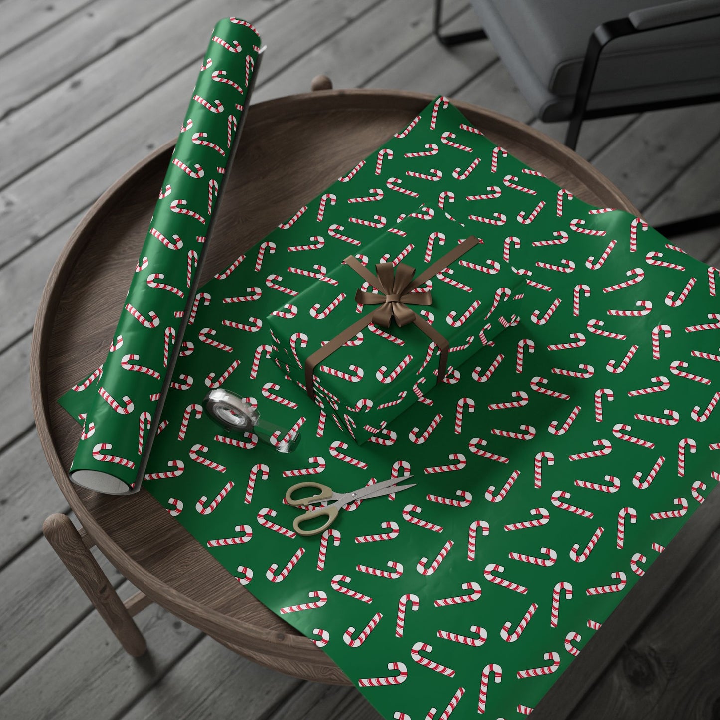 Dark Green Candy Cane Wrapping Papers