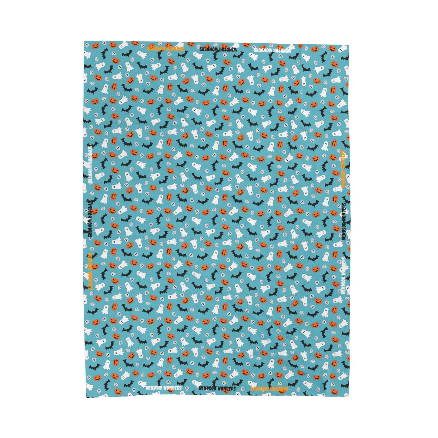 Windsor Wonders Blue Halloween Velveteen Plush Blanket