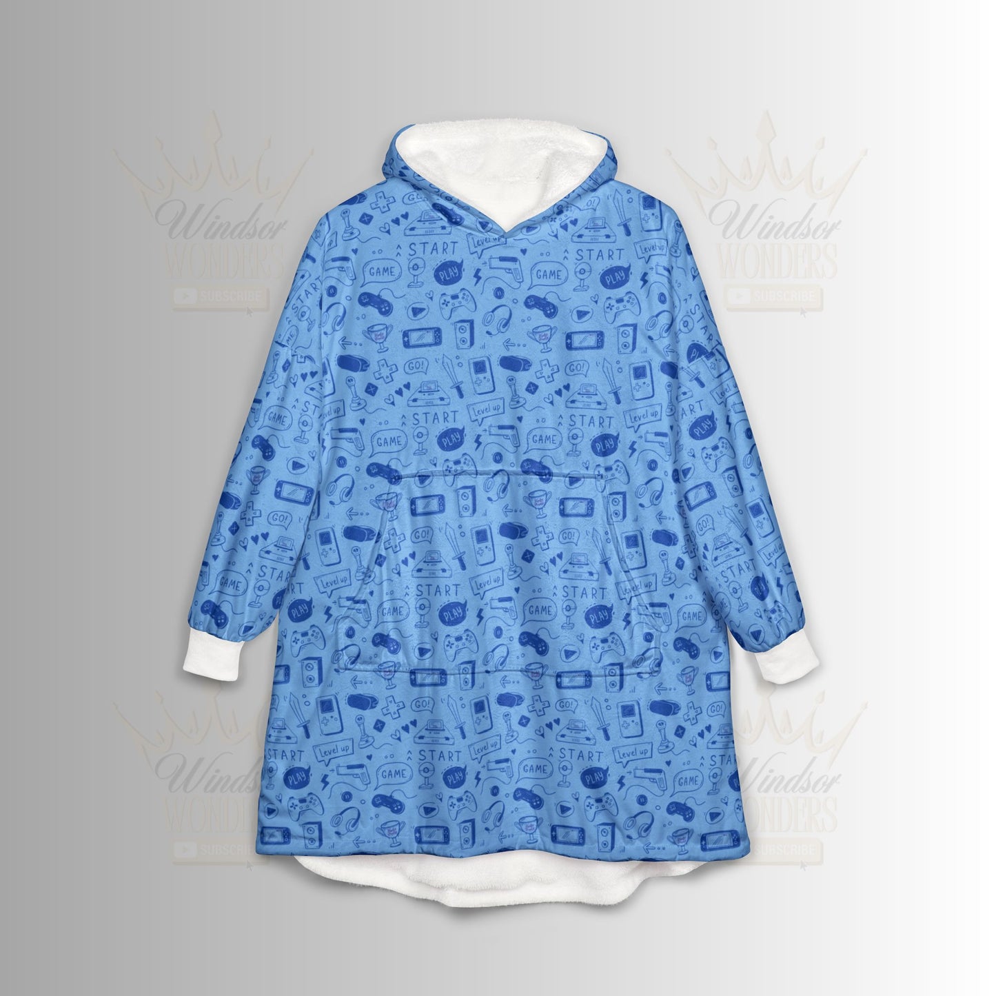 Gaming Hooded Blanket - Cozy Wearable Throw with Pocket