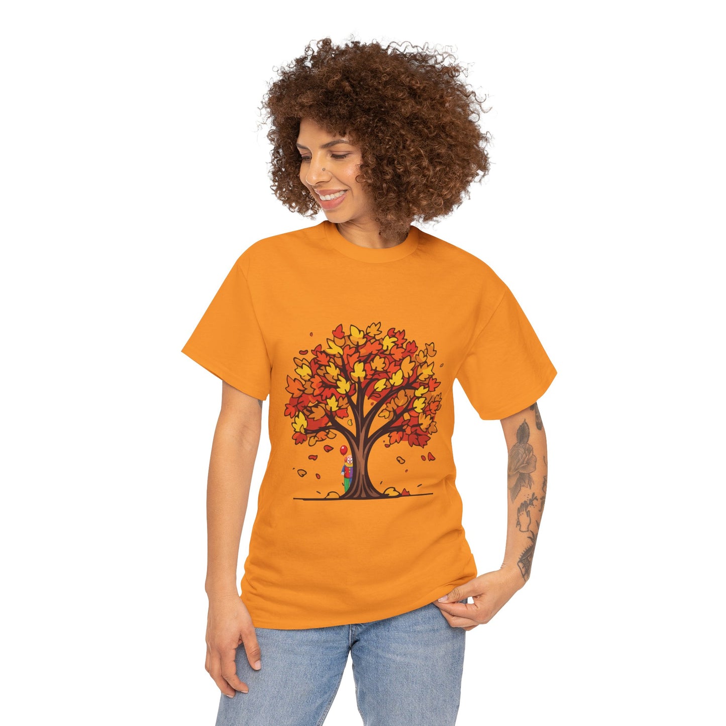 Autumn Tree Clown Tee, Unisex Cotton Shirt, Fall Fashion, Nature Lover Gift, Seasonal Wear, Thanksgiving Apparel