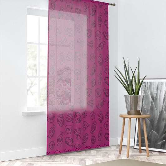 Windsor Wonders Pink Halloween Candy Window Curtain