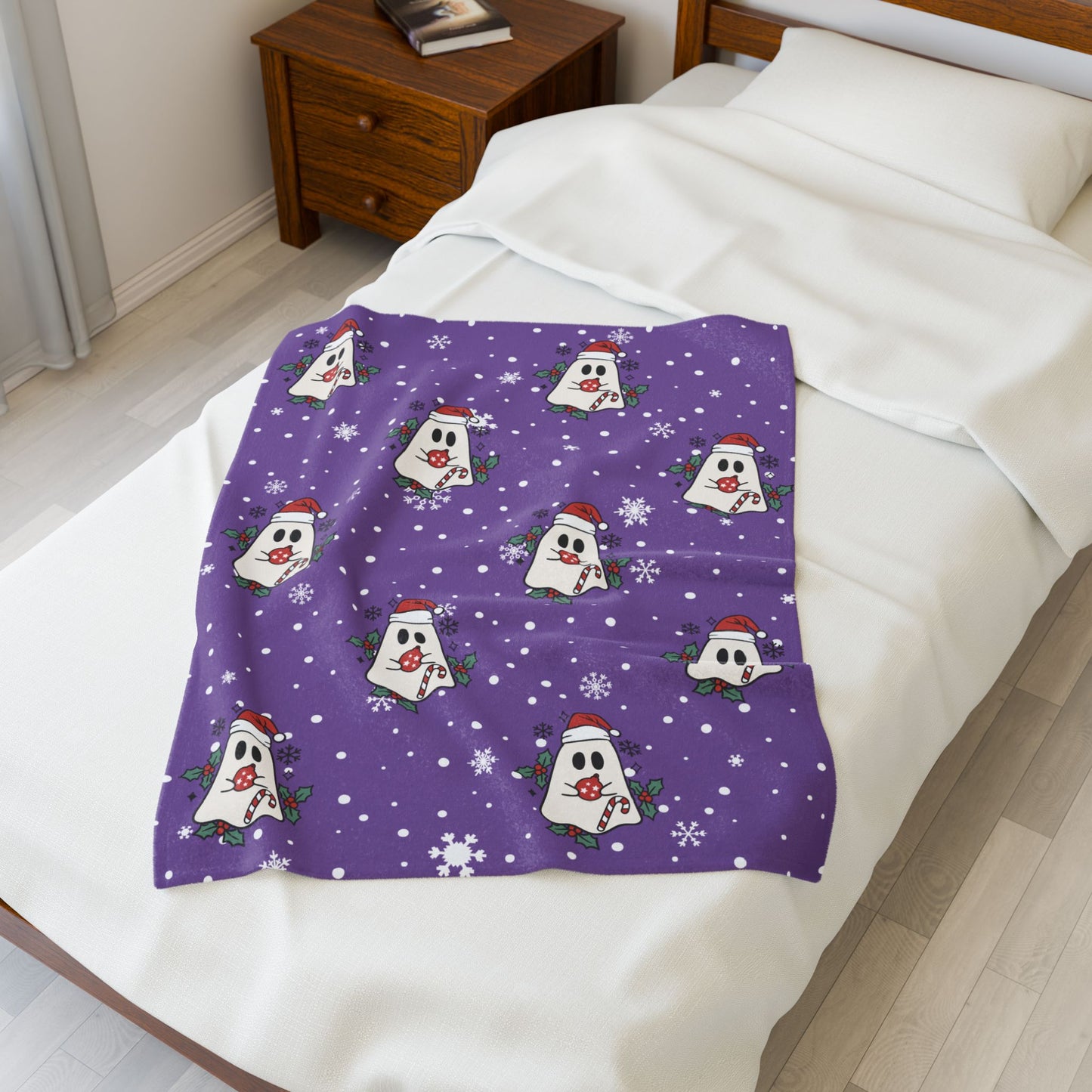 Festive Spirits Light Purple Velveteen Plush Blanket