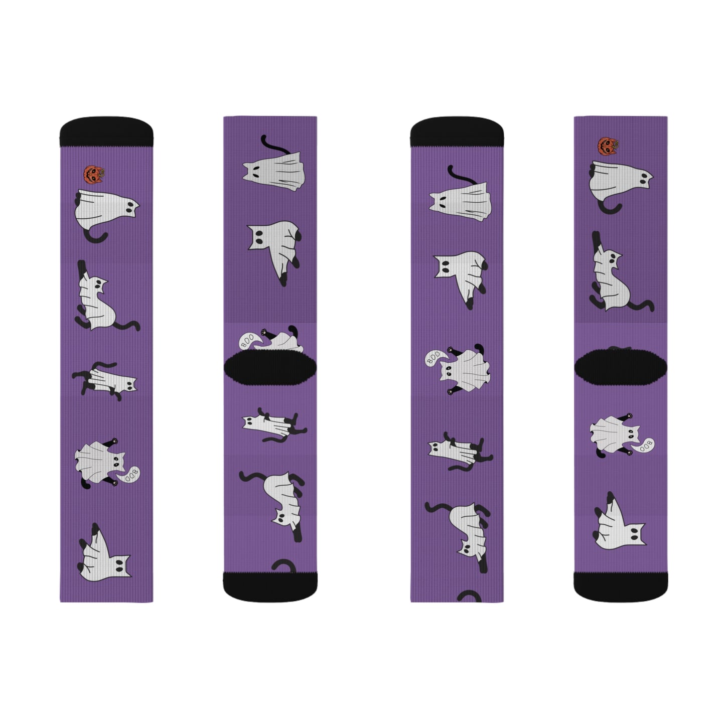 Windsor Wonders Light Purple Halloween Ghost Cats Sublimation Socks