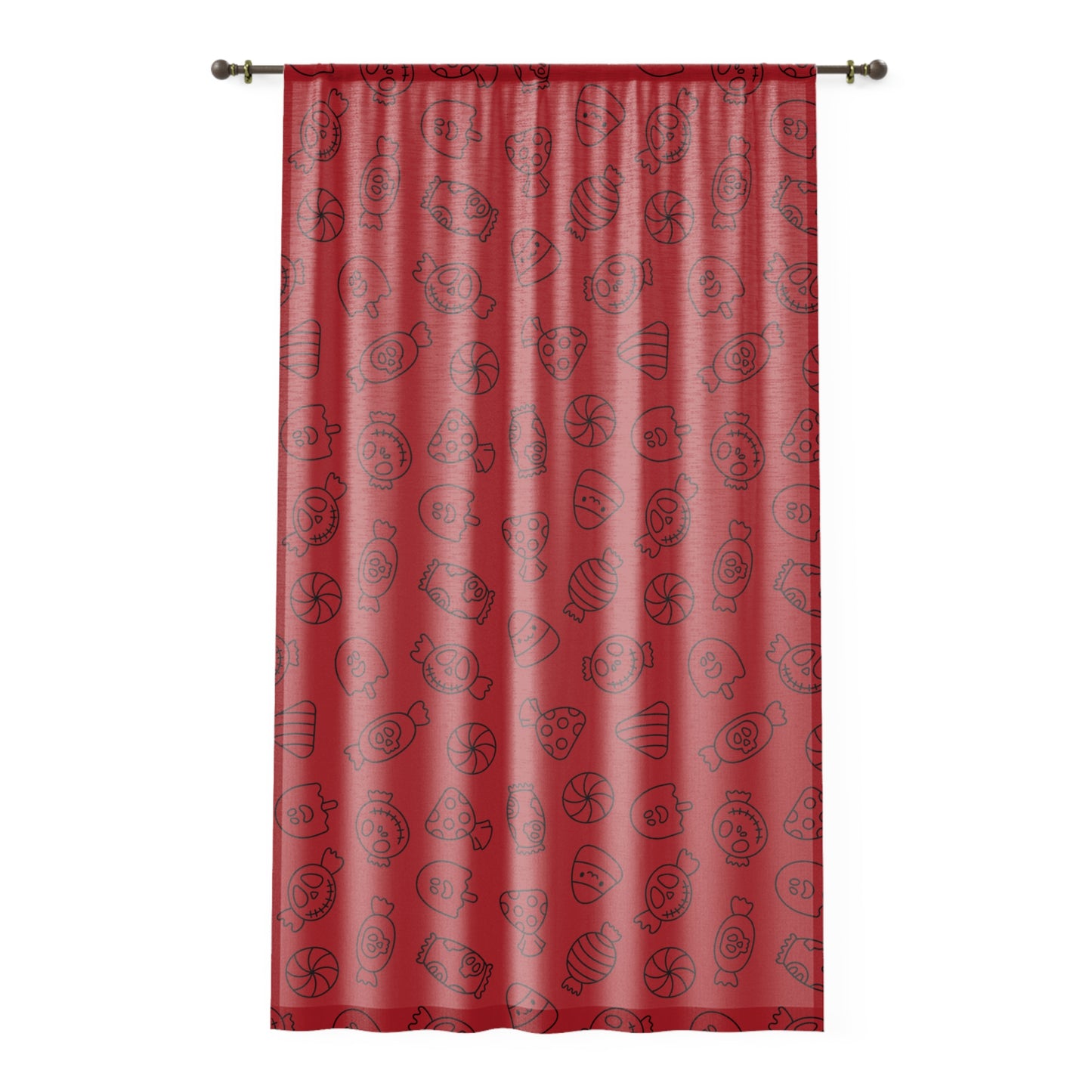 Windsor Wonders Dark Red Halloween Candy Window Curtain
