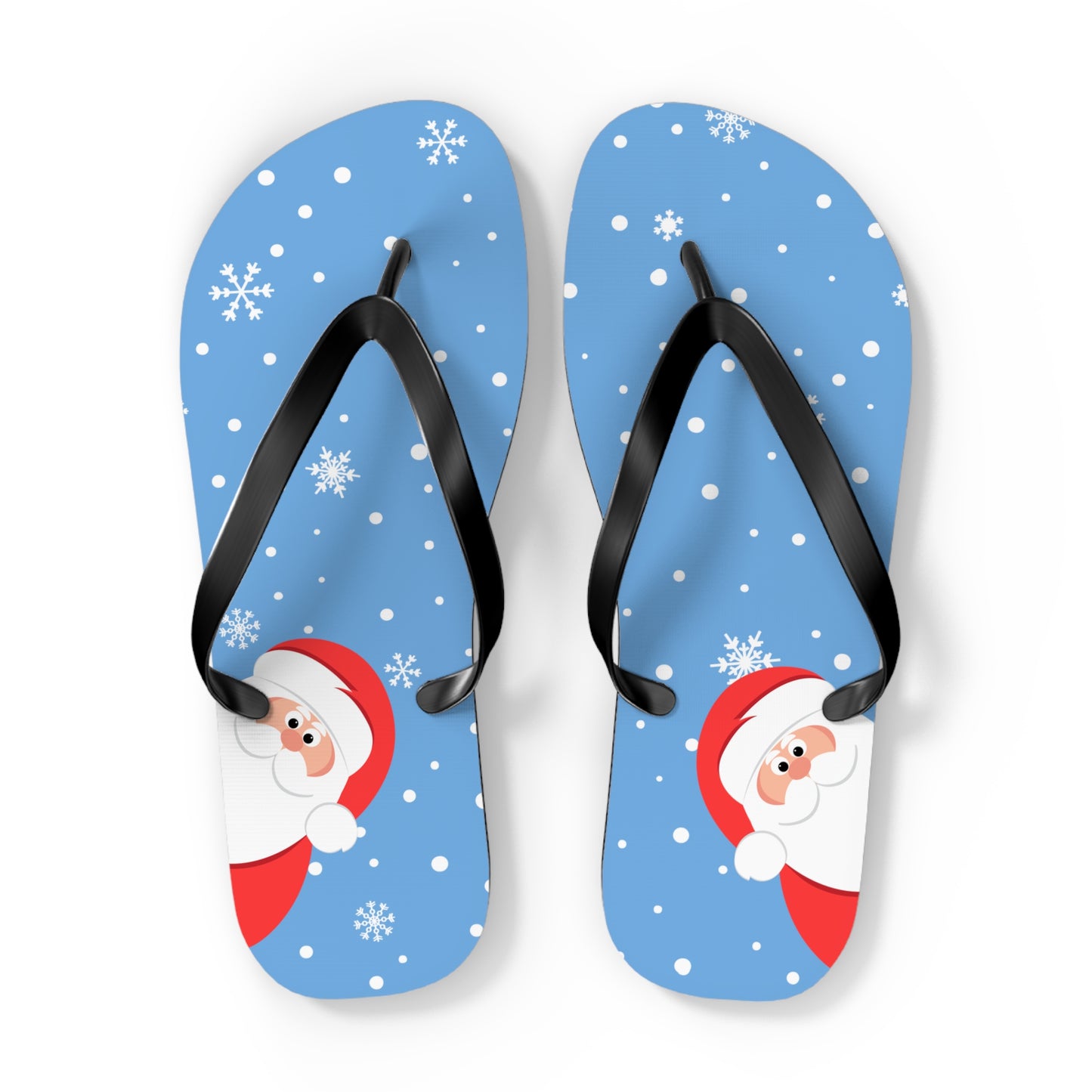 Santa's Watching Flip Flops Light Blue