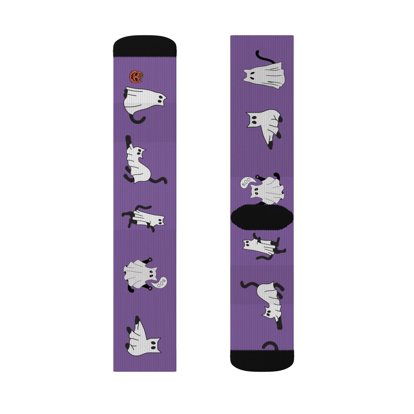 Windsor Wonders Light Purple Halloween Ghost Cats Sublimation Socks