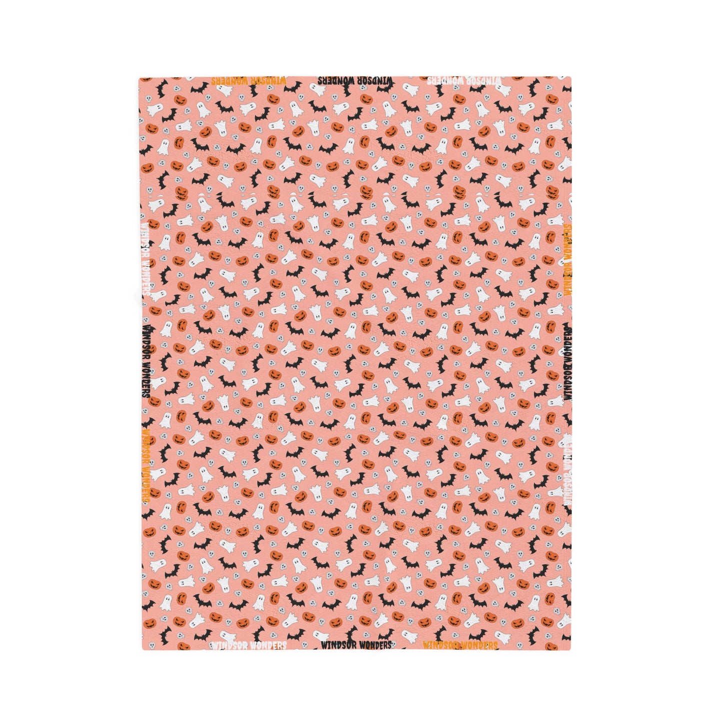 Windsor Wonders Orange Halloween Velveteen Plush Blanket