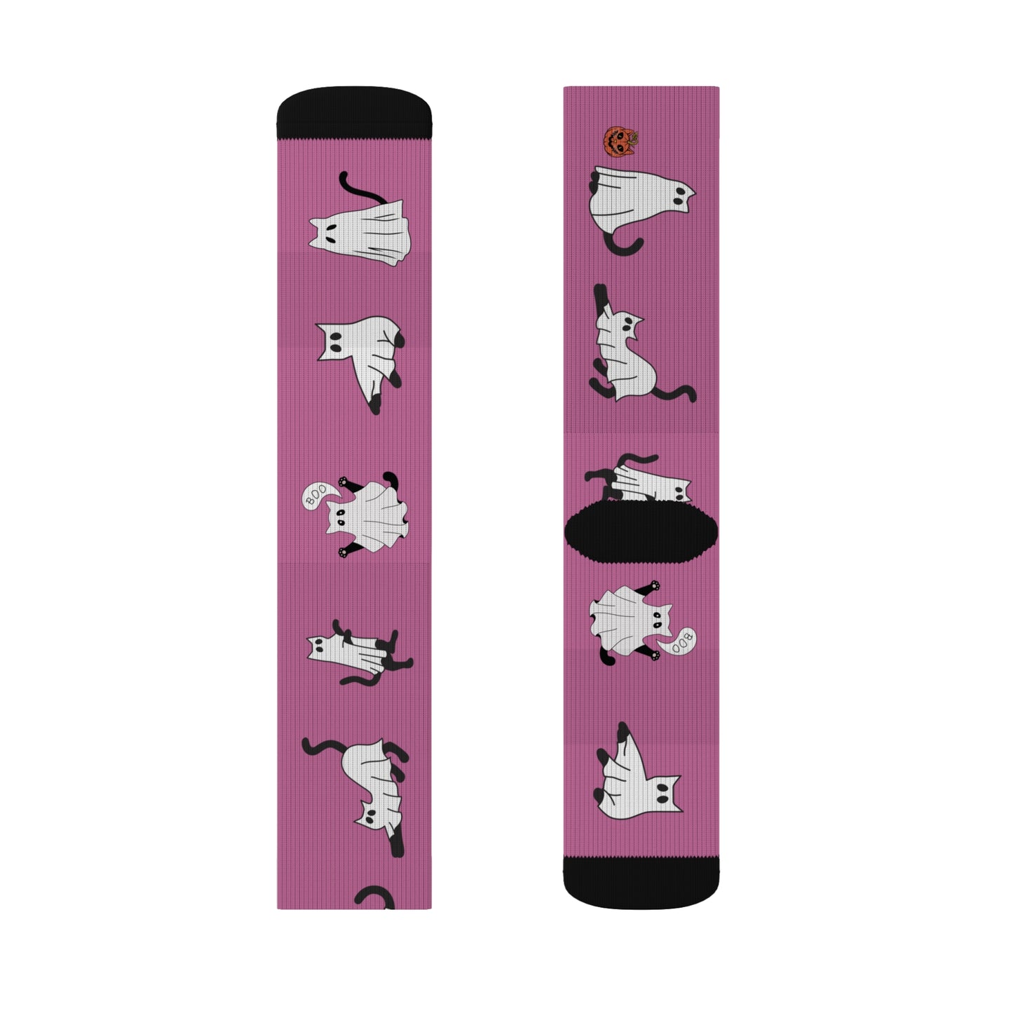 Windsor Wonders Light Pink Halloween Ghost Cats Sublimation Socks