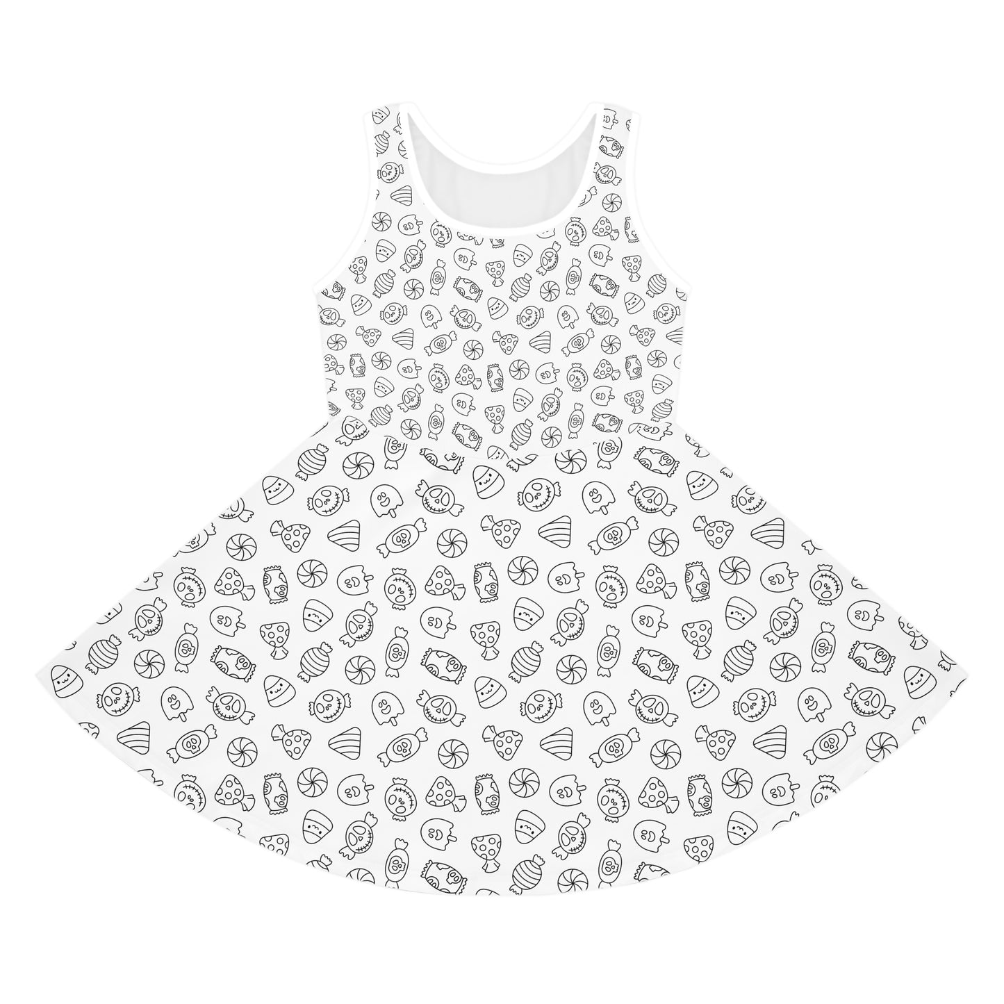 White Halloween Candy Girls' Sleeveless Sundress (AOP)