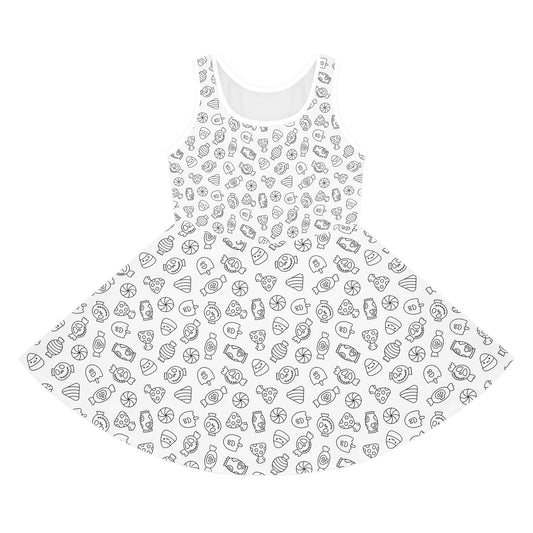 White Halloween Candy Girls' Sleeveless Sundress (AOP)