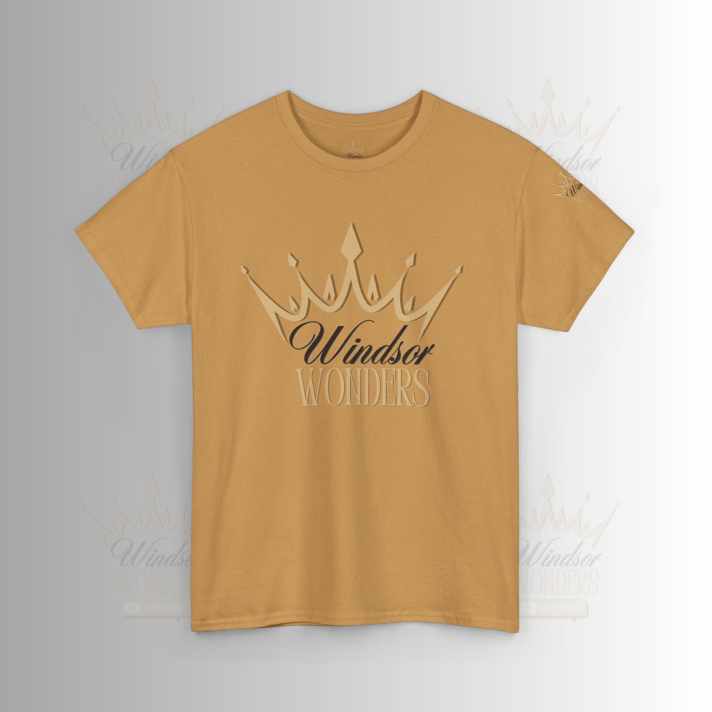 Windsor Wonders Crown Tee | Gold Graphic T-Shirt, Unisex Casual Wear, Birthday Gift, Royalty Theme, Comfortable Fashion