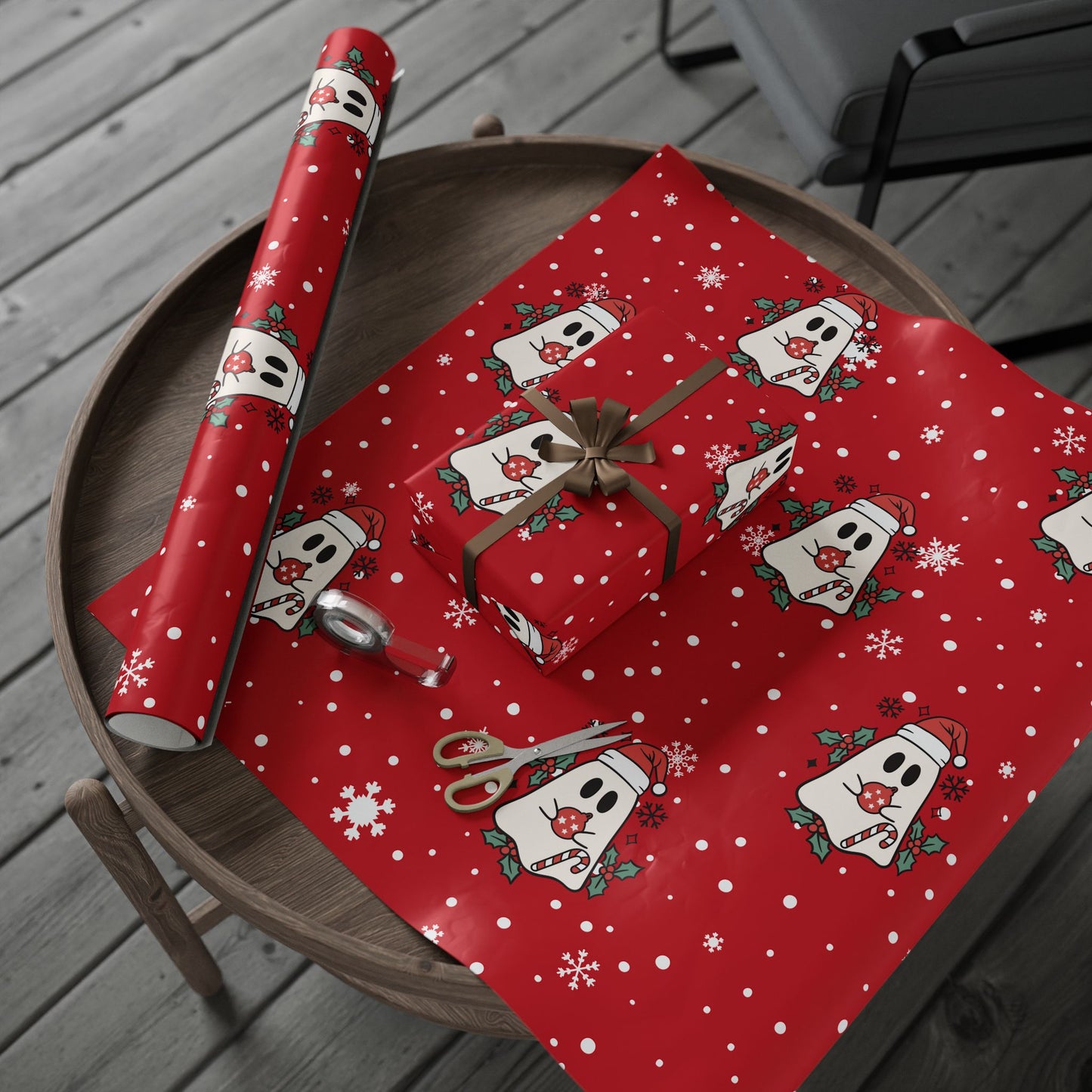 Festive Spirits Wrapping Papers Dark Red