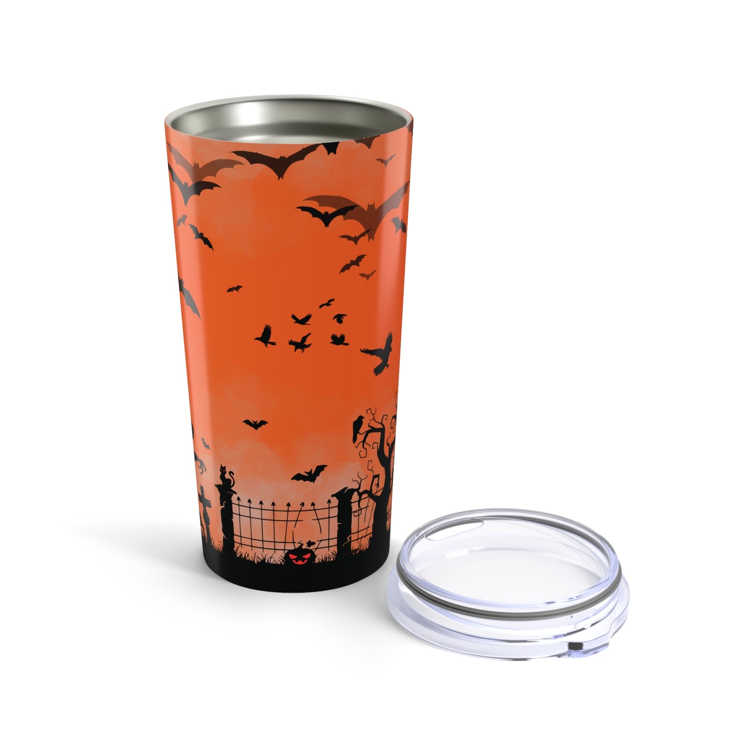 Orange Graveyard Halloween Tumbler 20oz