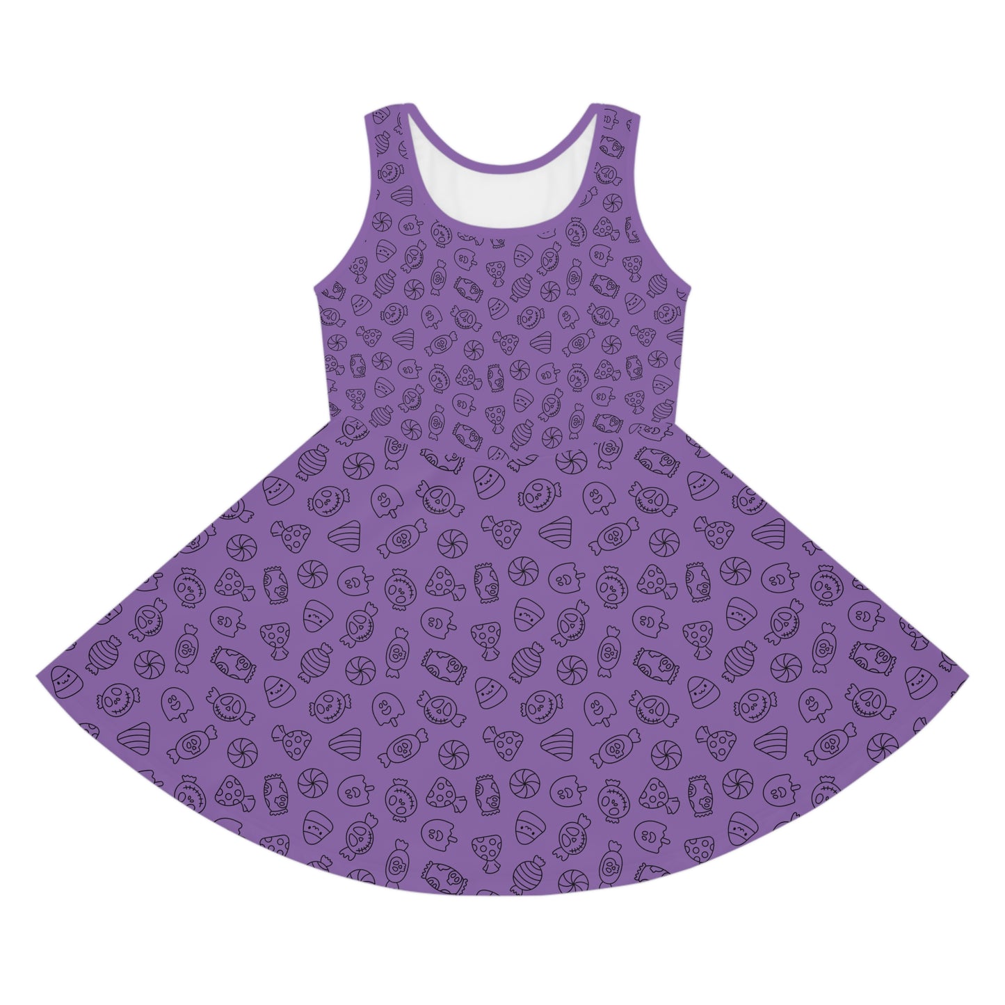 Light Purple Halloween Candy Girls' Sleeveless Sundress (AOP)