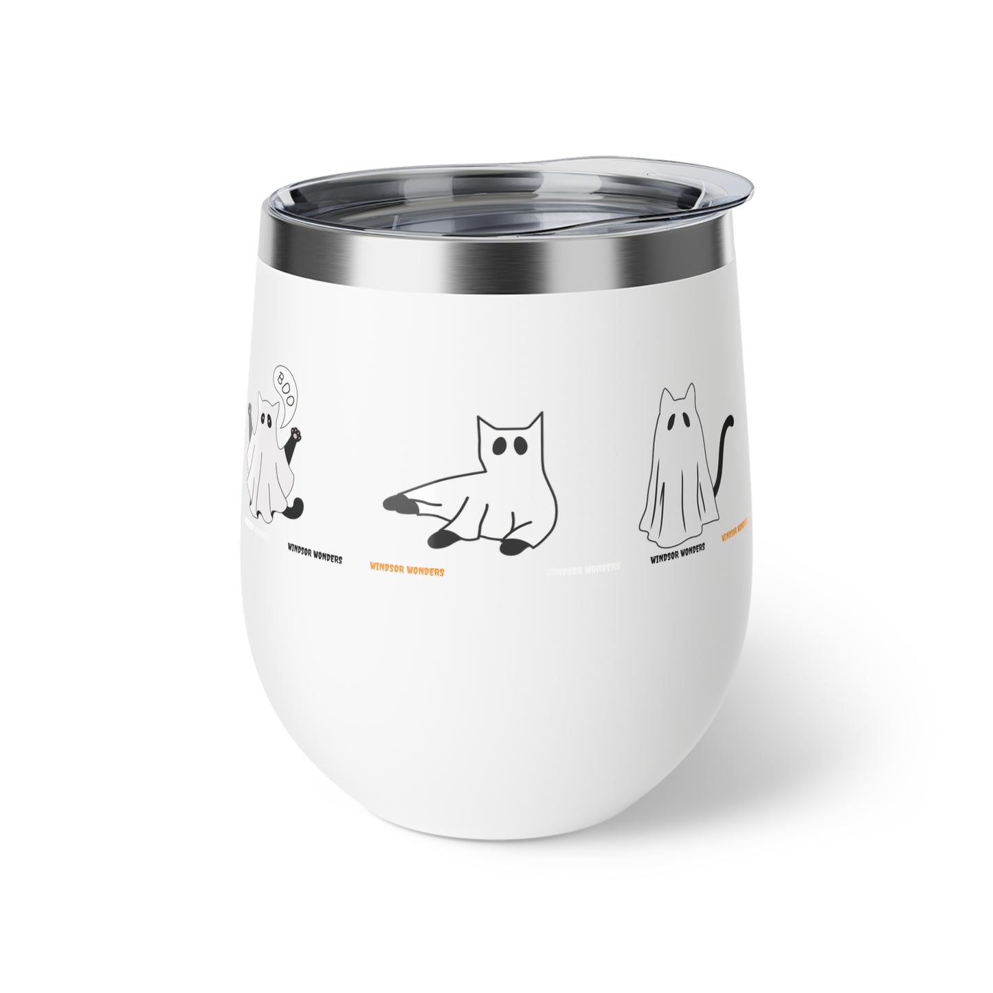 Windsor Wonders Ghost Cats Copper Vacuum Insulated Cup, 12oz