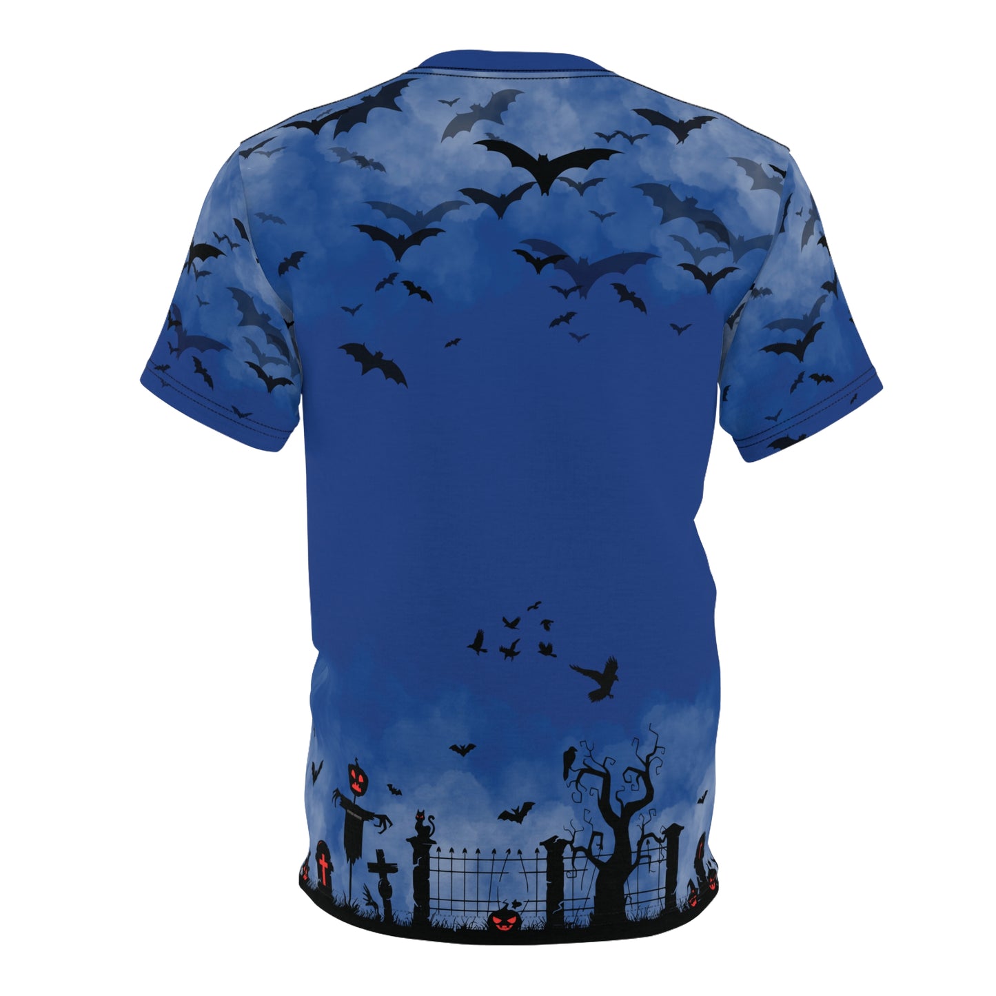 Windsor Wonders Dark Blue Graveyard Bats Unisex Cut & Sew Tee (AOP)