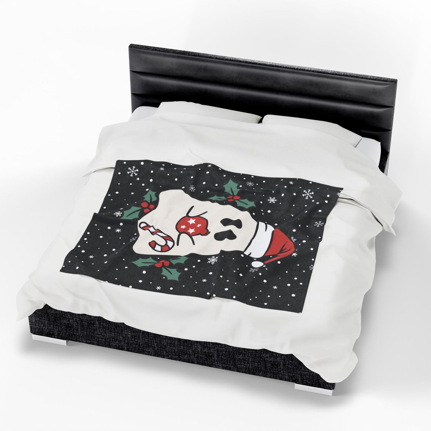 Big Festive Spirits Black Velveteen Plush Blanket