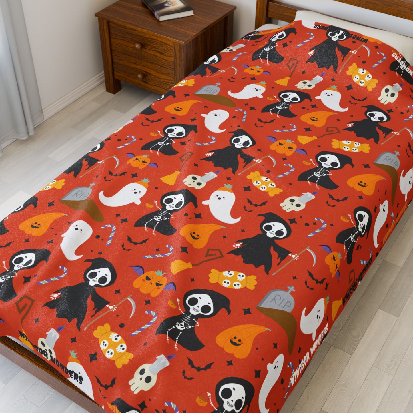 Windsor Wonders Reaper Halloween Velveteen Plush Blanket