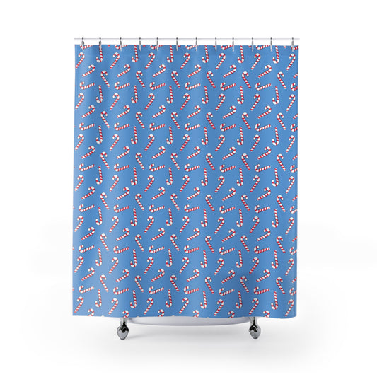 Light Blue Candy Cane Shower Curtains