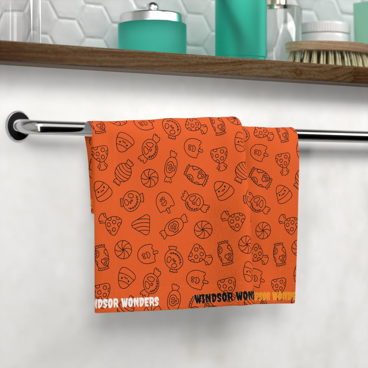 Windsor Wonders Orange Halloween Candy Face Towel