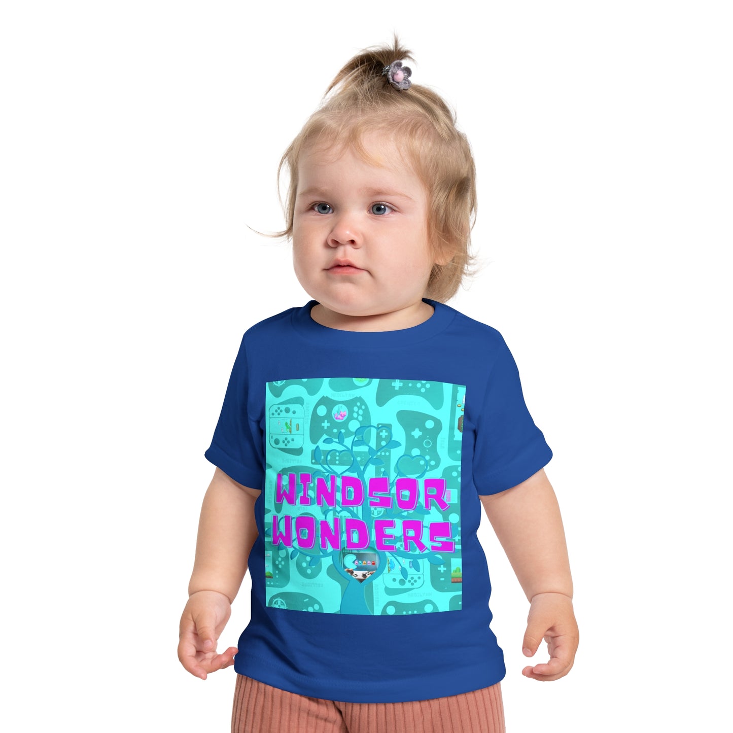 Baby wearing blue Windsor Wonders t shirt