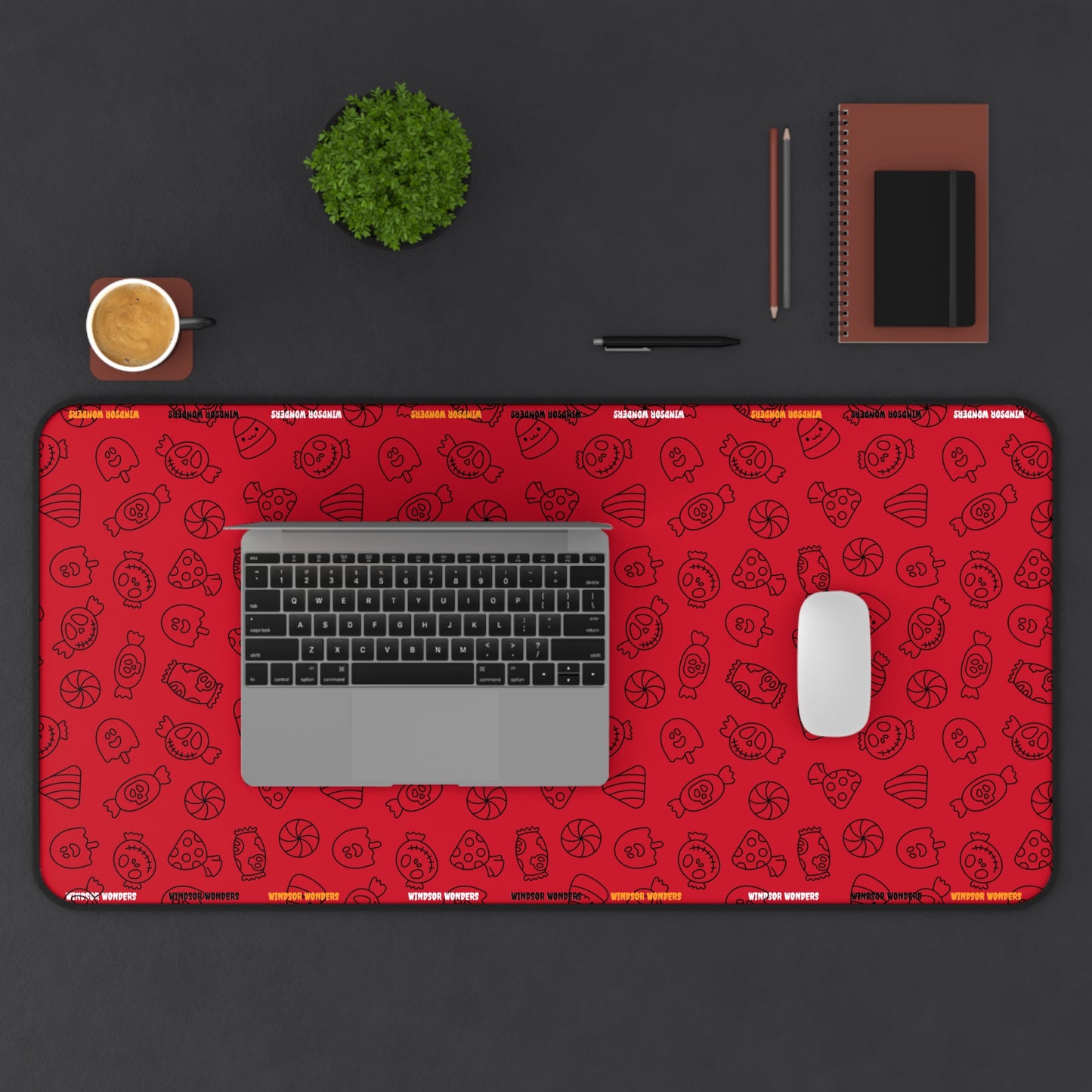 Windsor Wonders Dark Red Halloween Candy Desk Mat