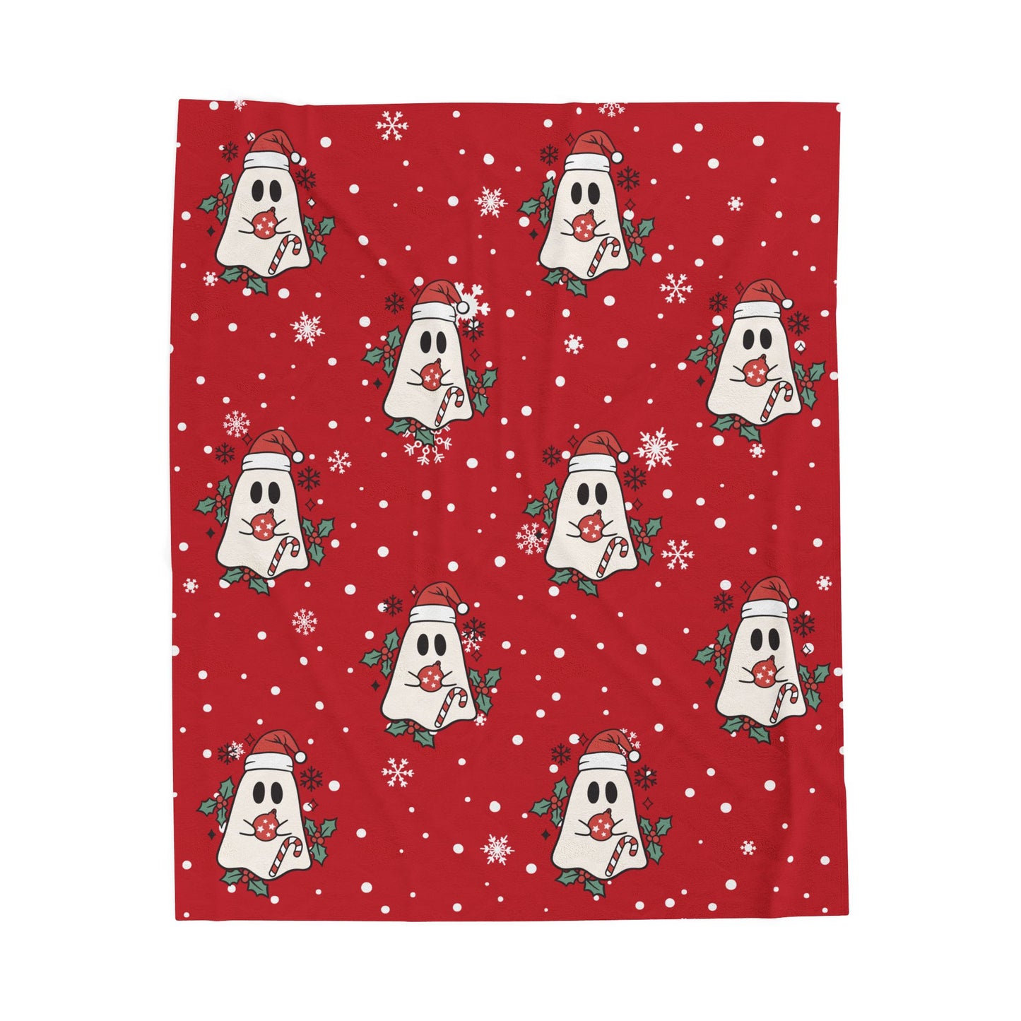 Festive Spirits Dark Red Velveteen Plush Blanket