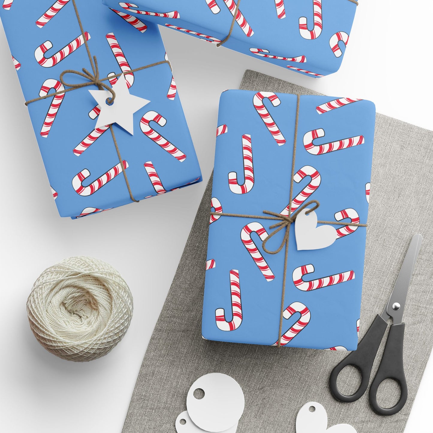 Light Blue Candy Cane Wrapping Papers