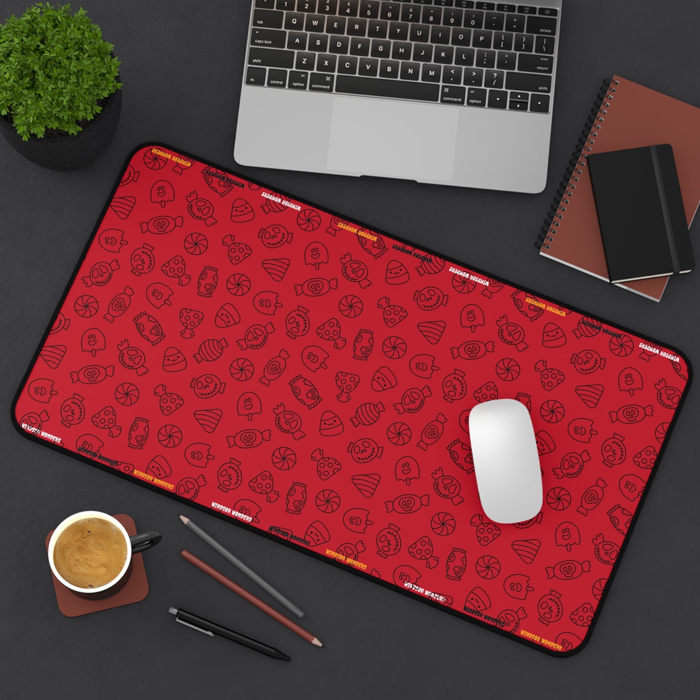 Windsor Wonders Dark Red Halloween Candy Desk Mat