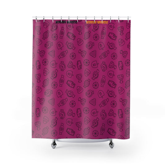 Windsor Wonders Pink Halloween Candy Shower Curtains