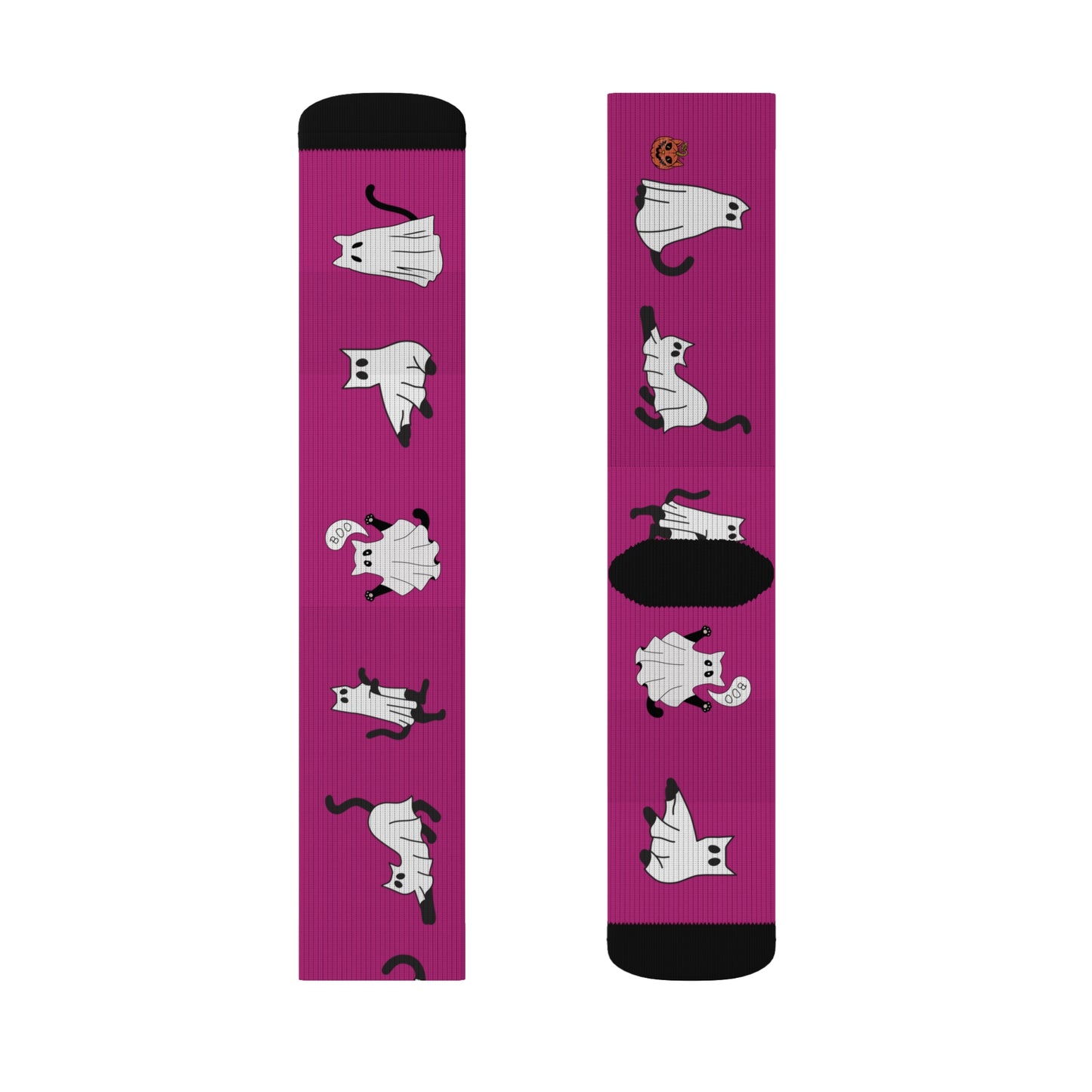 Windsor Wonders Pink Halloween Ghost Cats Sublimation Socks