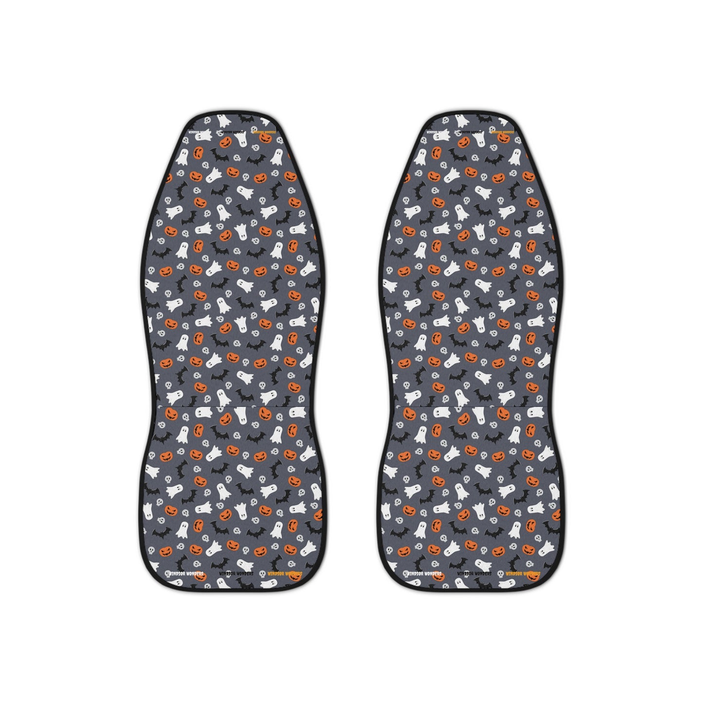 Halloween Car Seat Covers - Dark Grey Spooky Design (Set of 2)