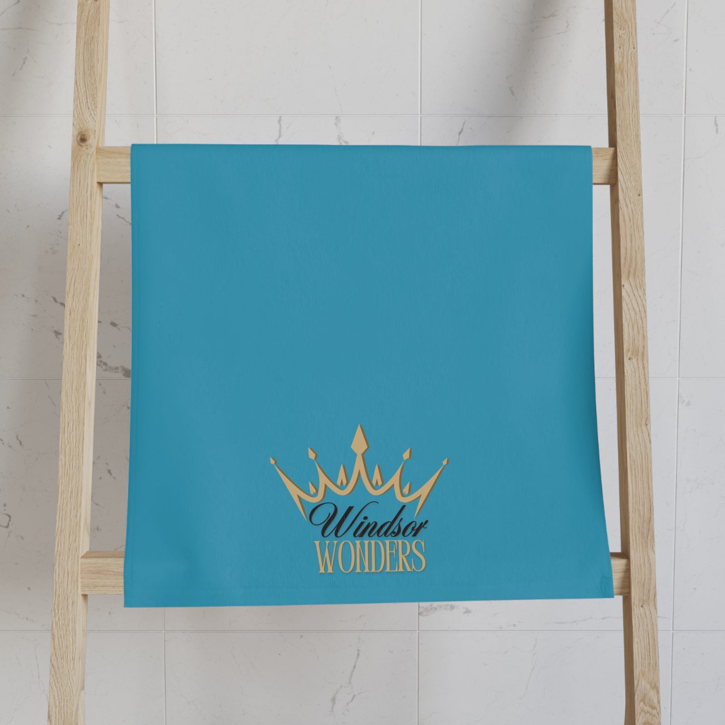 Windsor Wonders Crown Blue Hand Towel, Crown Design, Kitchen Decor, Bathroom Accessory, Wedding Gift, Spa Essential