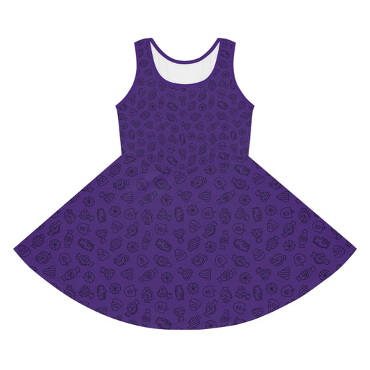 Purple Halloween Candy Girls' Sleeveless Sundress (AOP)