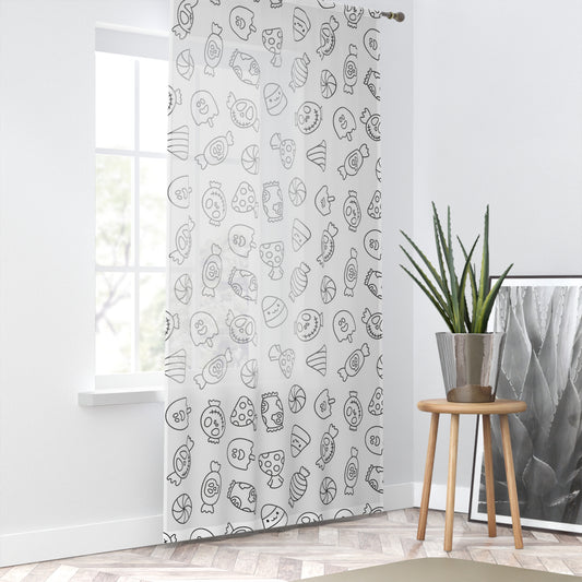 Windsor Wonders White Halloween Candy Window Curtain