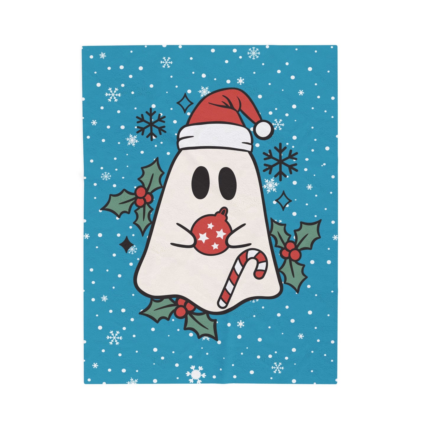Big Festive Spirits Turquoise Velveteen Plush Blanket
