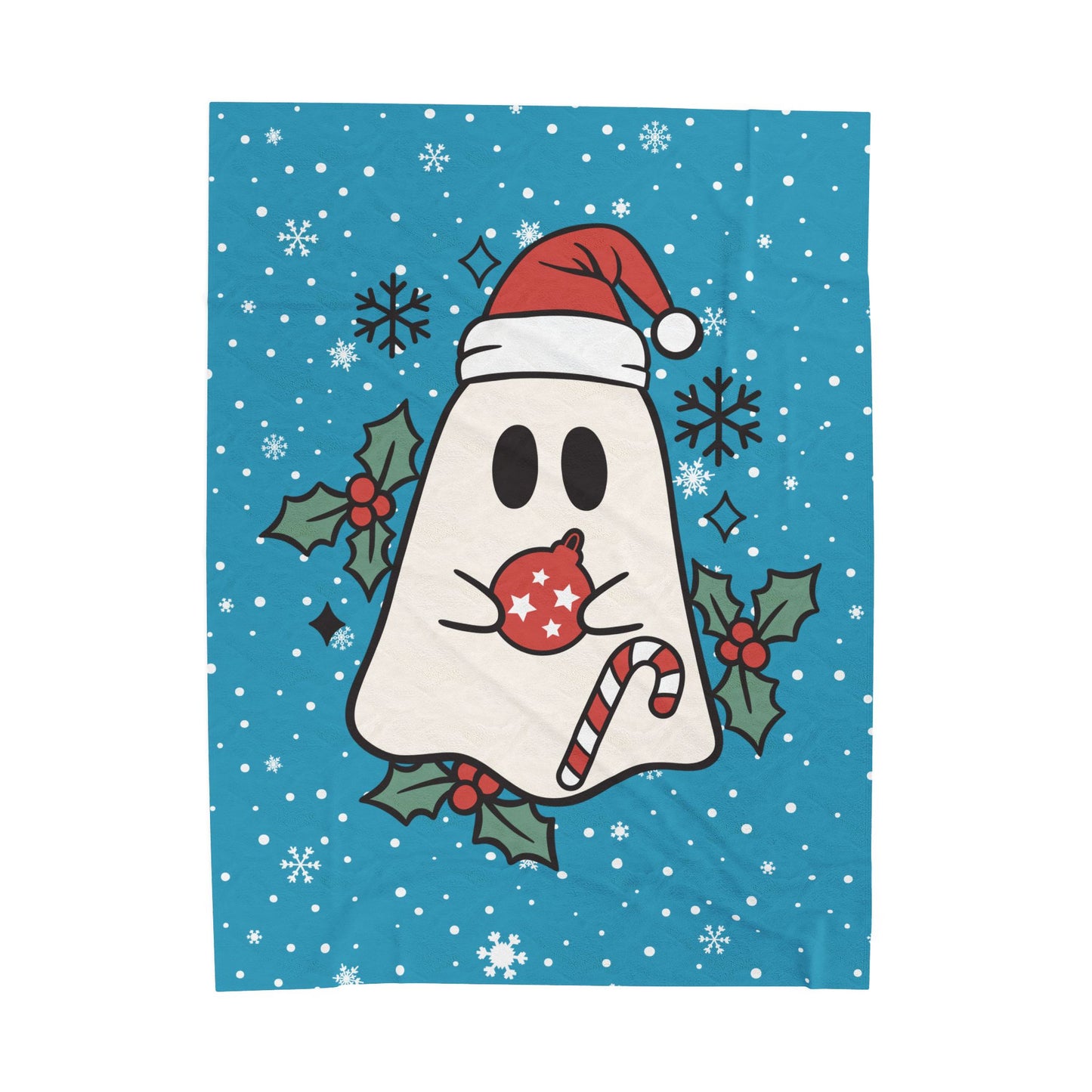 Big Festive Spirits Turquoise Velveteen Plush Blanket