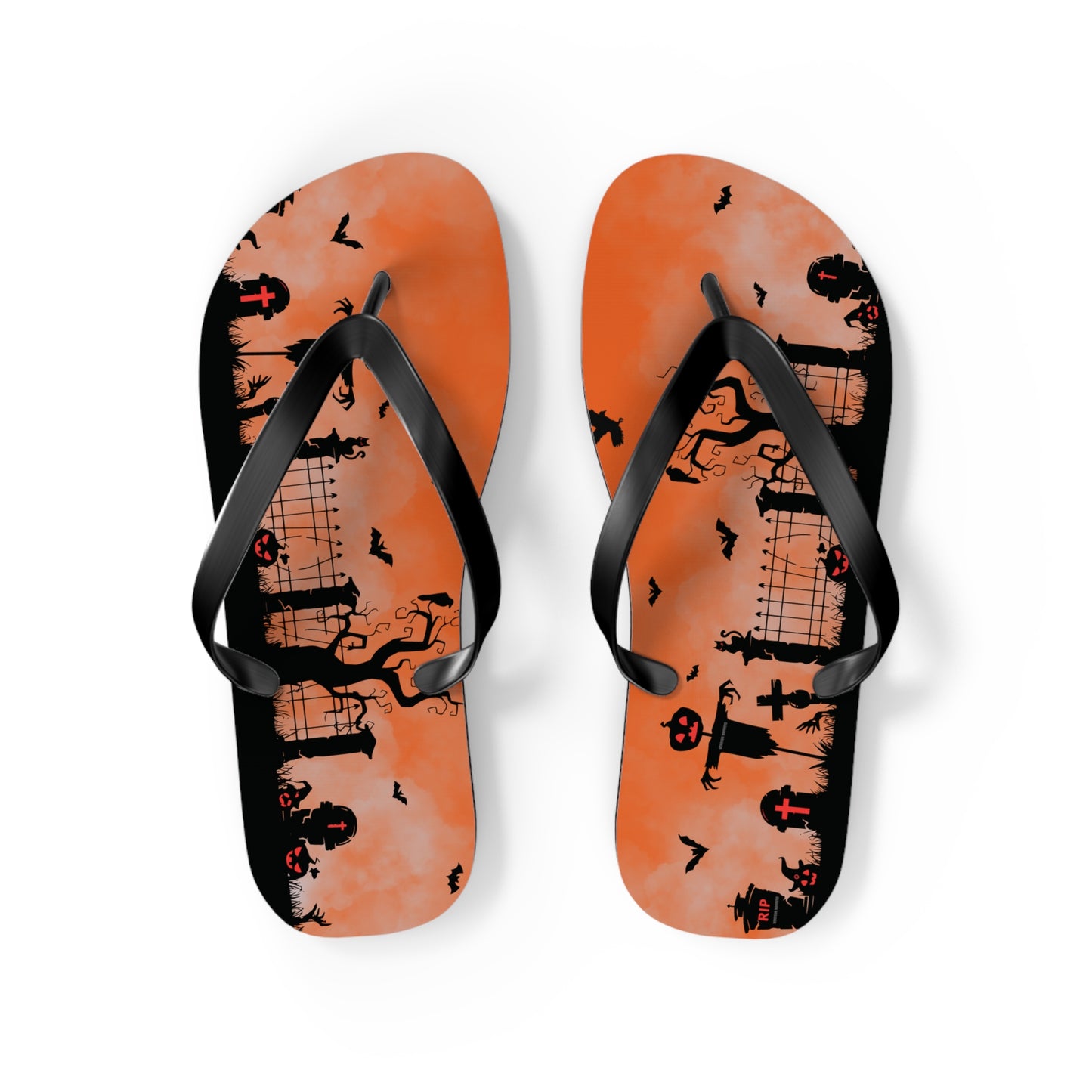 Windsor Wonders Orange Graveyard Halloween Flip Flops