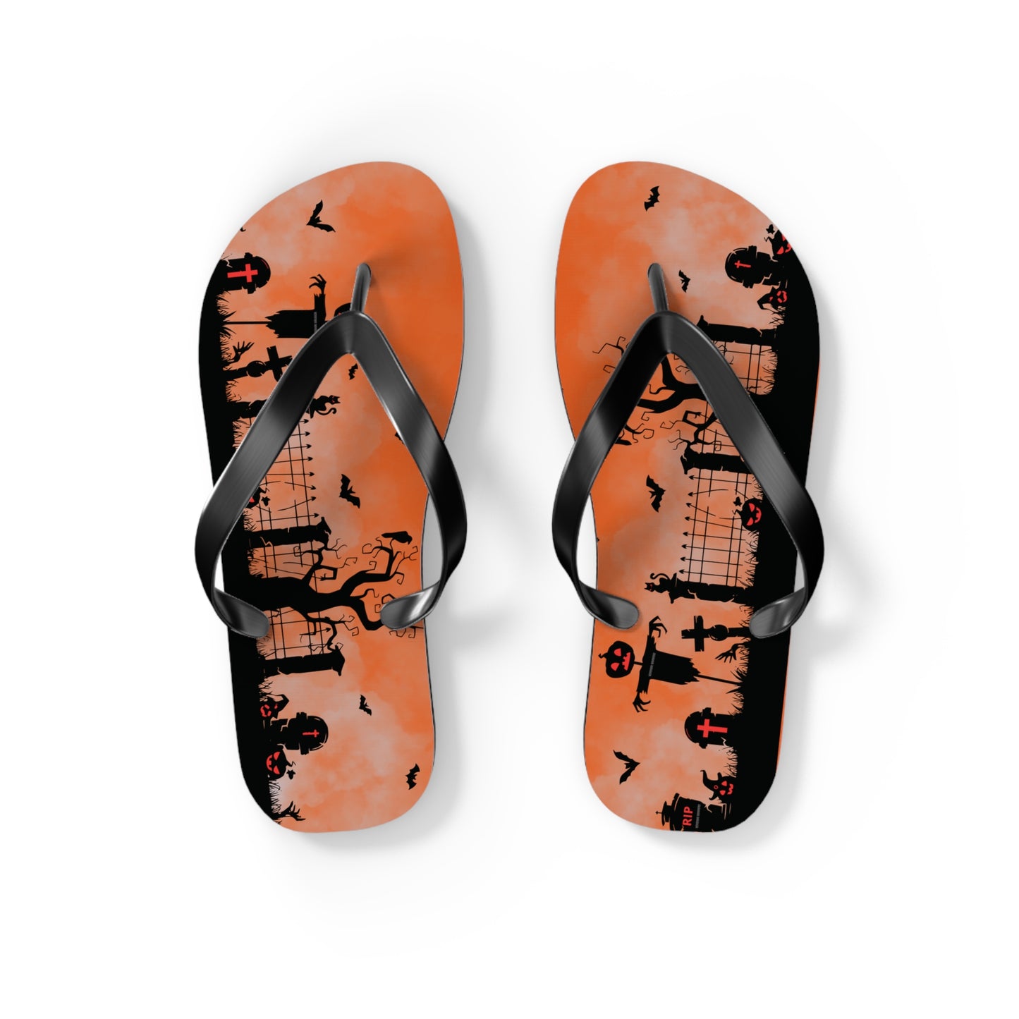 Windsor Wonders Orange Graveyard Halloween Flip Flops