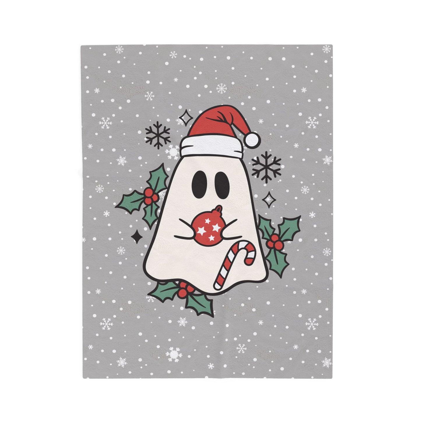 Big Festive Spirits Light Grey Velveteen Plush Blanket