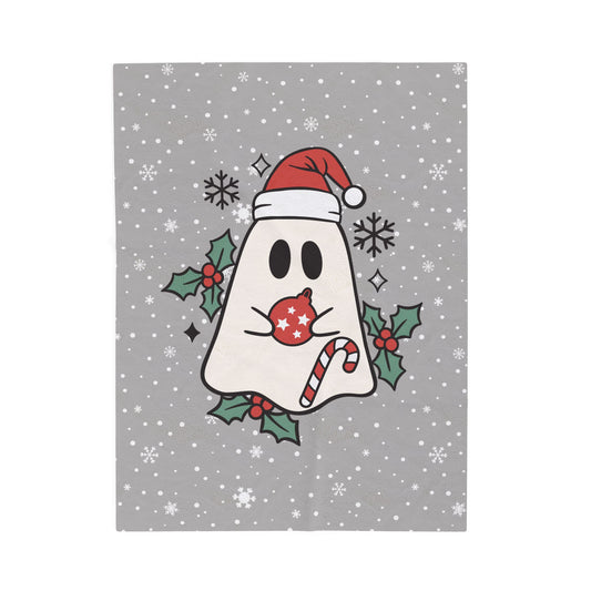 Big Festive Spirits Light Grey Velveteen Plush Blanket