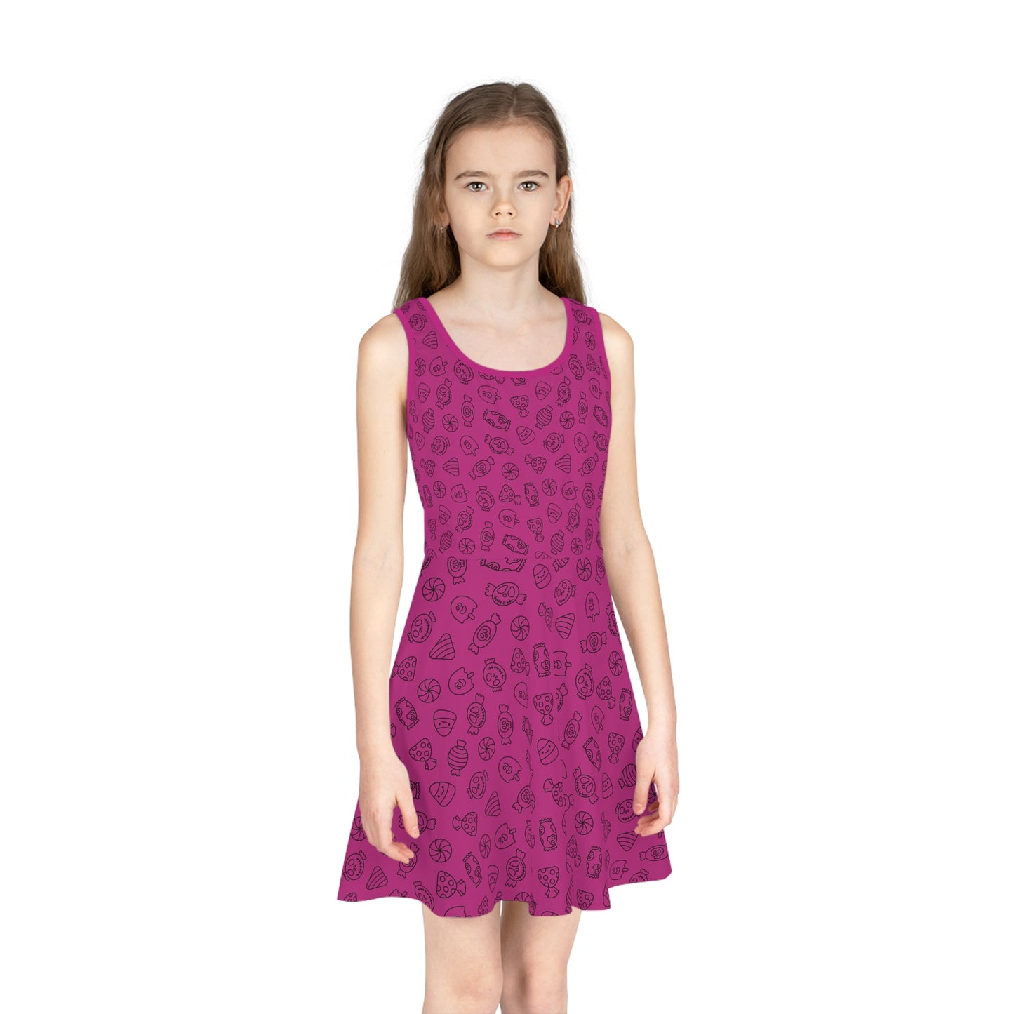 Pink Halloween Candy Girls' Sleeveless Sundress (AOP)